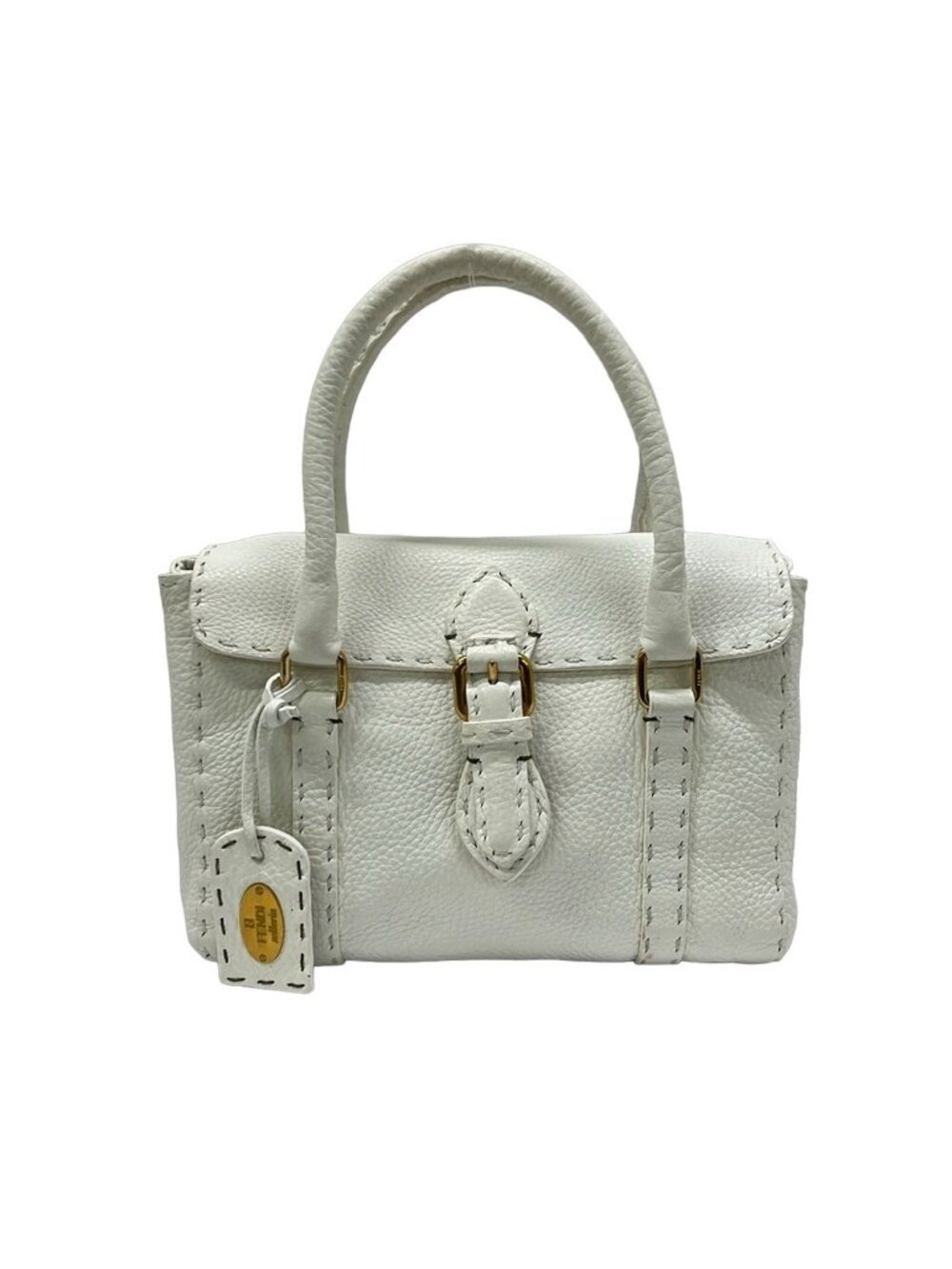 Fendi Handbageria Selleria Linda Bag White Leather
